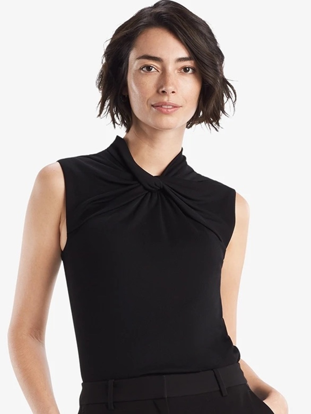 M.M. Lafleur Women's Walters Black Knot-Neck Sleeveless Top XL